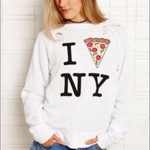 Wildfox "I 🍕 NY" Distressed Sweatshirt.
